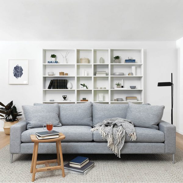 The Nova sectional brings big house energy — down filled cushions, minimalist lines, sprawling nap-ability — to any small apartment.