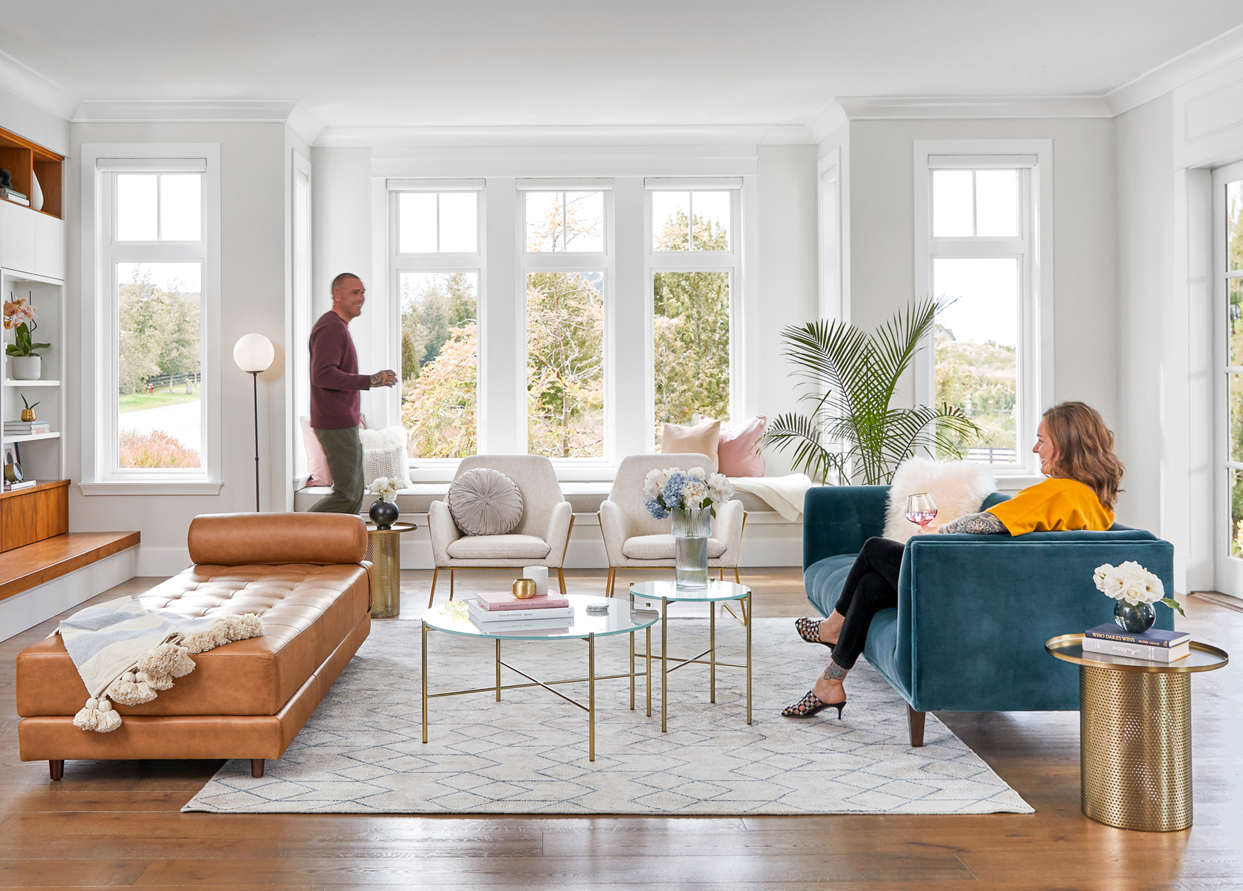 Article furniture is the perfect backdrop for a mod glam get-together