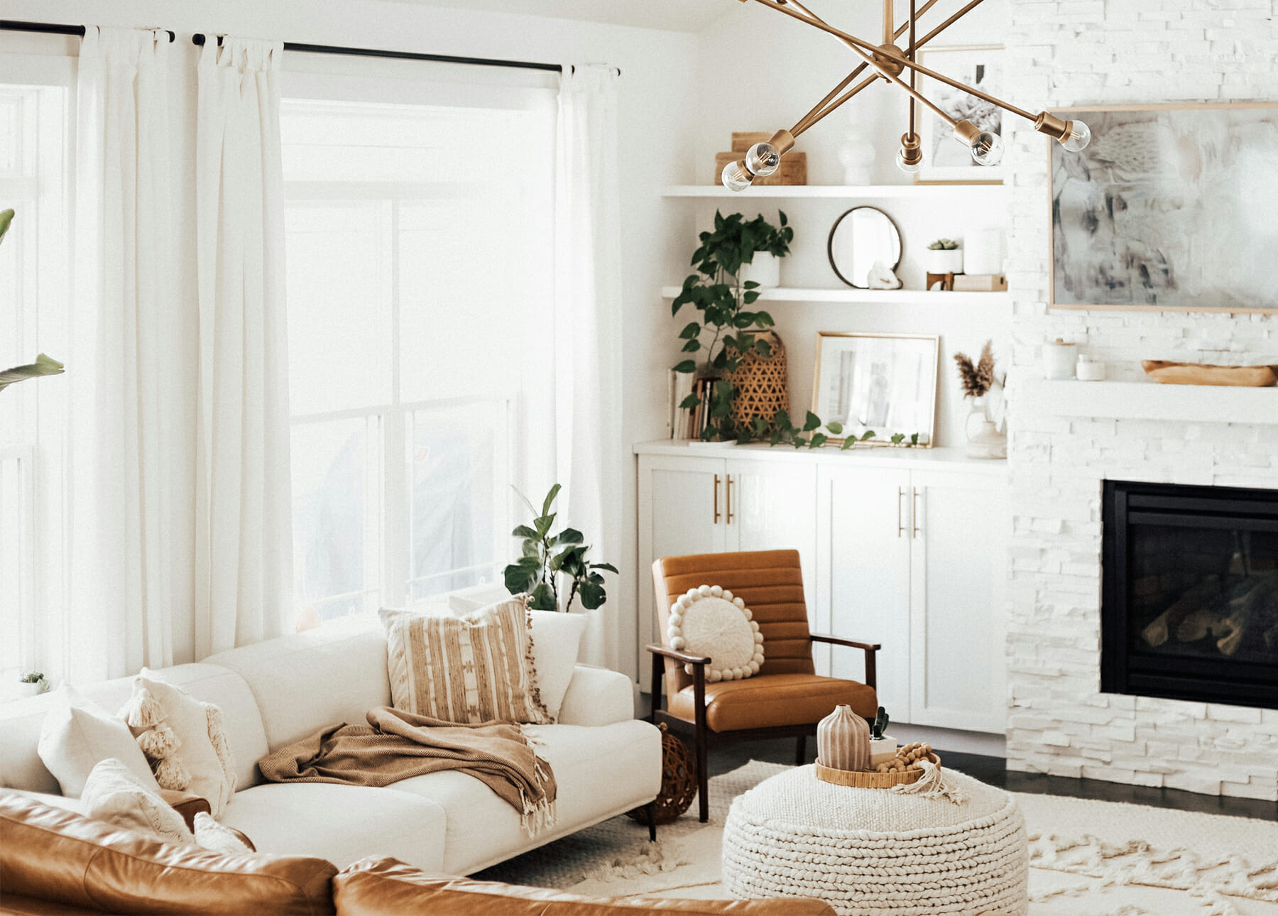 white boho living room