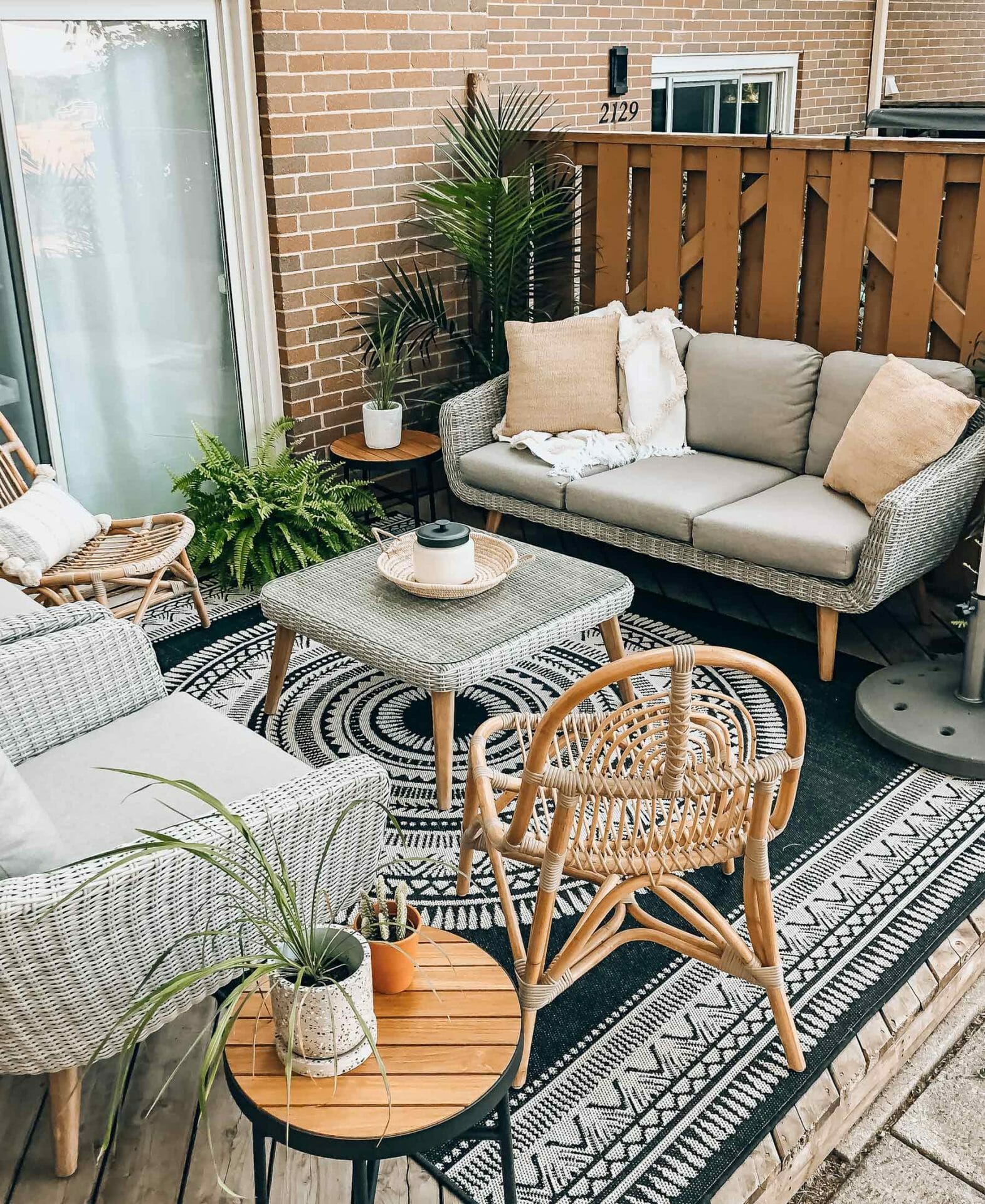 Boneill at Home uses the Ora Sofa and Clea Chair in their apartment patio.